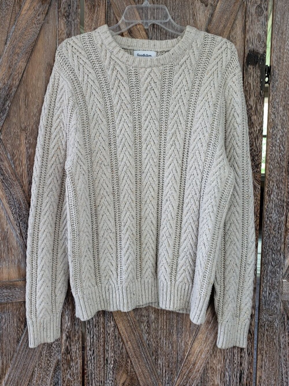 Cable Knit Fisherman Sweater Men's M Oatmeal Goodfellow & Co Chunky Cozy Classic
